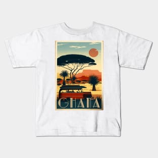 Ghana Safari Vintage Travel Art Poster Kids T-Shirt